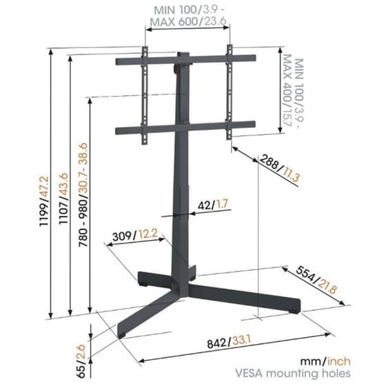 Βάση Τηλεόρασης Δαπέδου Vogels TVS 3690 Σταθερή 40" - 77" έως 50kg image 6