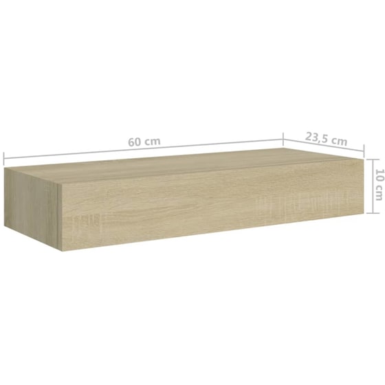 Ράφι Τοίχου VidaXL από MDF 60x23.5 cm - Δρυς/ Μπεζ image 8