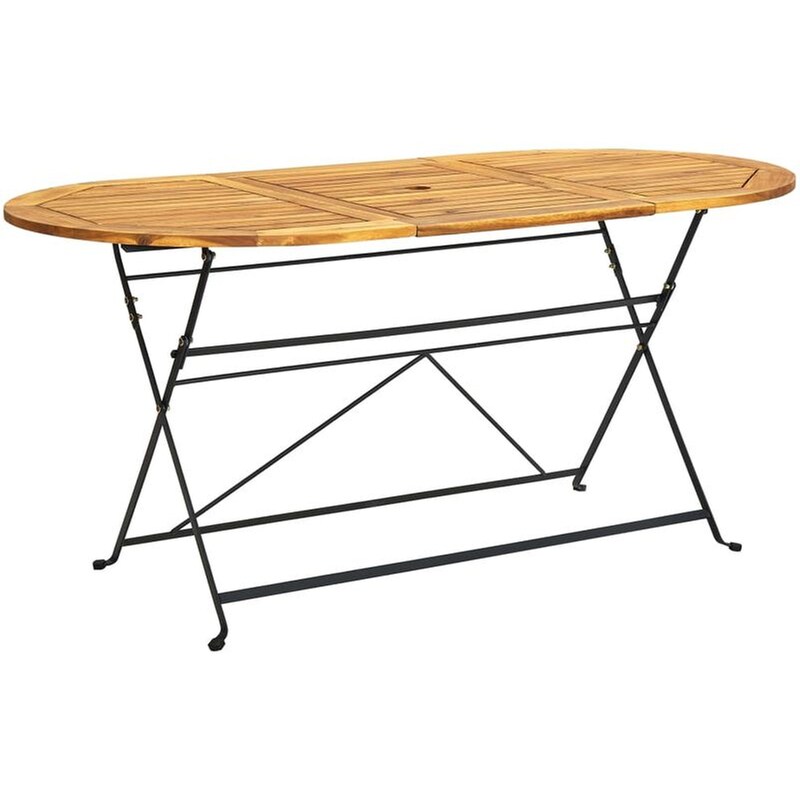 Τραπέζι Εξωτερικού Χώρο Πτυσσόμενο VidaXL από Ξύλο/Ατσάλι 160x85x74 cm - Kαφέ/Μαύρο