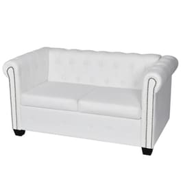 Διθέσιος Καναπές VidaXL Chesterfield 145.5x76cm - Λευκό