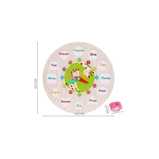 Ξύλινο Εκπαιδευτικό Παιχνίδι Εκμάθησης Ρολόι με Χρωματιστούς Αριθμούς (16.5x1.5cm) Wooden Clock image 2
