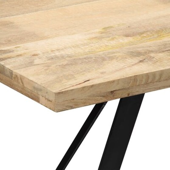 Τραπεζαρία Vidaxl από Μασίφ Ξύλο Μάνγκο 140x80x76 cm - Μαύρο/Φυσικό Χρώμα image 4