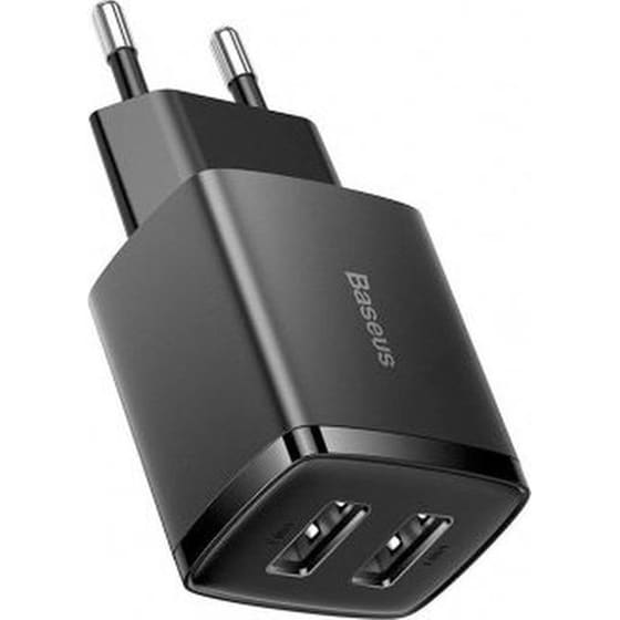 Φορτιστής Baseus Με 2 Θύρες USB-Α 10.5W - Μαύρο image 0