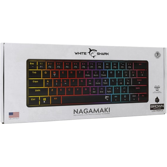 White Shark Nagamaki Ενσύρματο Gaming Πληκτρολόγιο με Brown διακόπτες - Black (US) image 7
