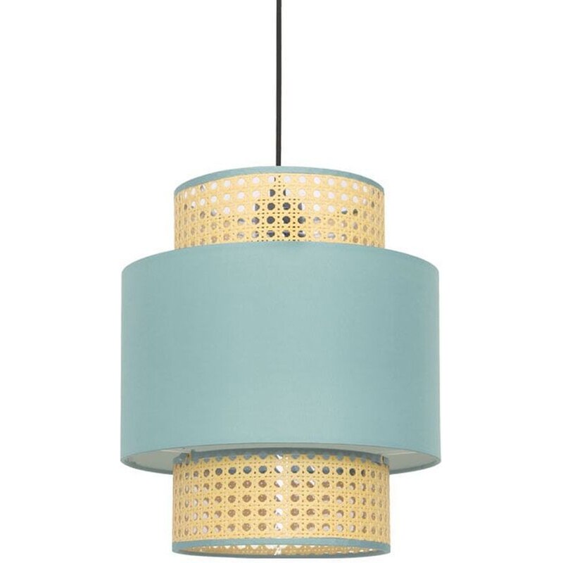 Φωτιστικό Οροφής Μονόφωτο Aca Nisyros από Μέταλλο/Ρατάν Φ30x34-150 cm - Βεραμάν/Καφέ