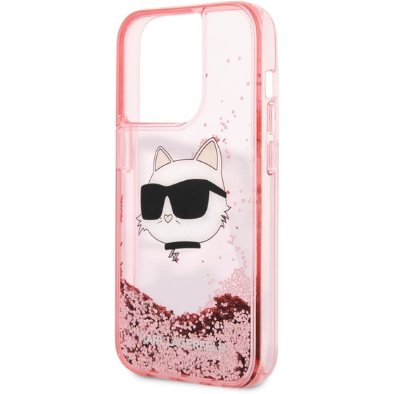 Θήκη Karl Lagerfeld iPhone 14 Pro Max - Karl Lagerfeld Choupette's Head Nft Liquid Glitter Case - Ροζ image 6