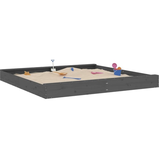 VidaXL Αμμοδόχος με Καθίσματα Τετράγωνη 200x200x20cm Ξύλινη - Γκρι image 0