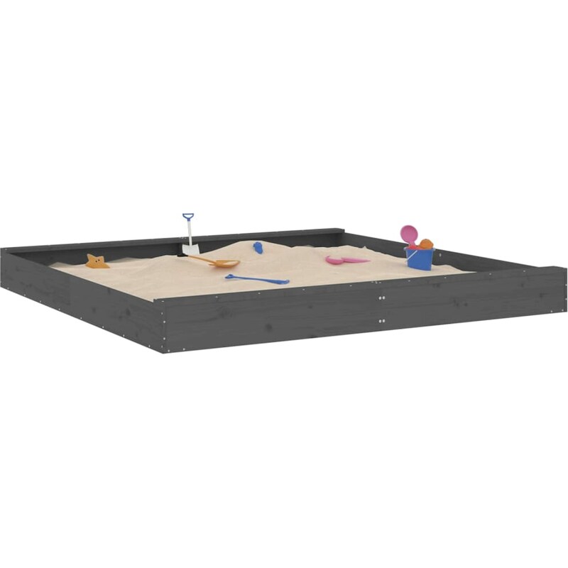 VidaXL Αμμοδόχος με Καθίσματα Τετράγωνη 200x200x20cm Ξύλινη - Γκρι