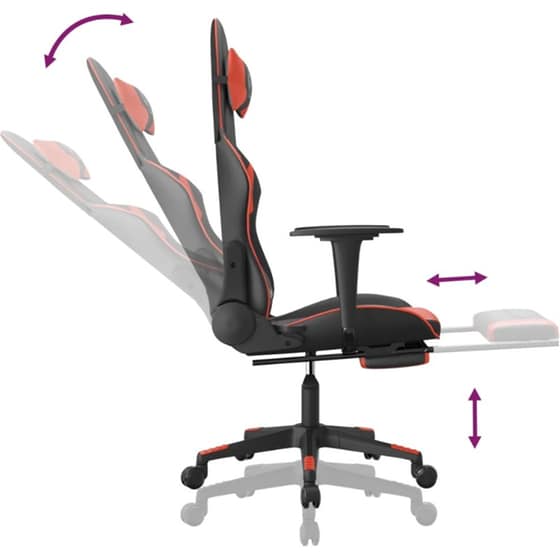Καρέκλα Gaming VIDAXL 3143700 με Υποπόδιο από Τεχνητό Δέρμα - Μαύρο / Κόκκινο image 5