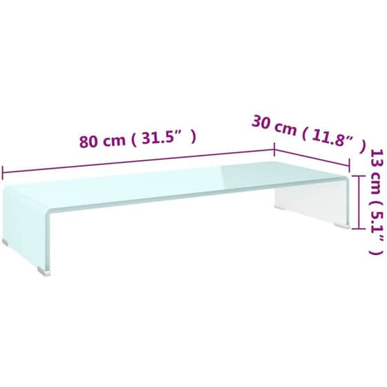 Έπιπλο Τηλεόρασης VidaXL Γυάλινο 80x30x13cm - Λευκό image 5