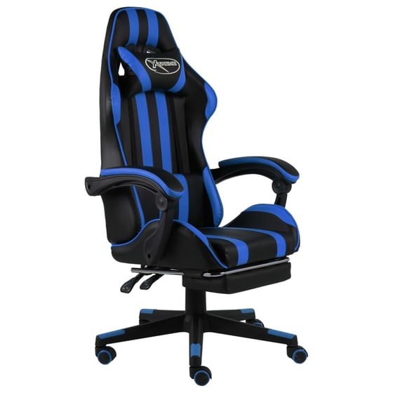 Gaming Καρέκλα VidaXL Racing με Υποπόδιο από Τεχνητό Δέρμα - Μαύρη/Μπλε image 0