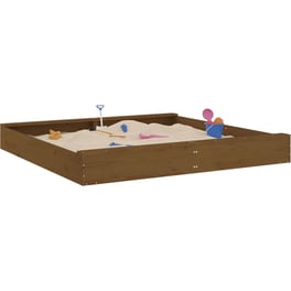 VidaXL Αμμοδόχος με Καθίσματα Τετράγωνη 160x160x20cm Ξύλινη - Καφέ μελί
