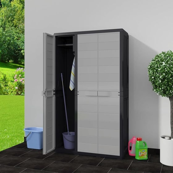 Ντουλάπα VidaXL Τρίφυλλη Πλαστική 97x38x171 cm - Γκρι/Μαύρη image 1