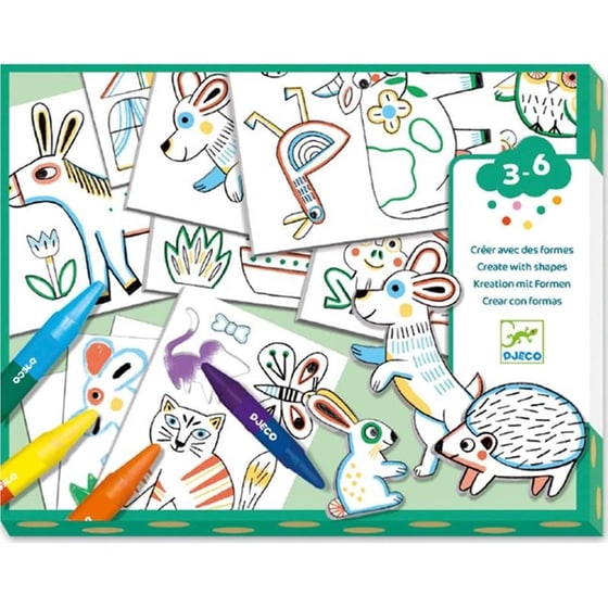 Σετ Ζωγραφικής Djeco Κολάζ Σύνθεσης Εικόνας με Κηρομπογιές Ζωάκια image 0