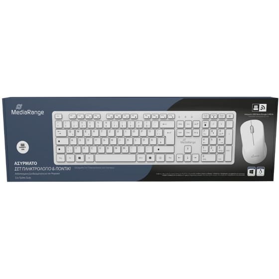 Mediarange MROS278-GR Ασύρματο Σετ Πληκτρολόγιο - Ποντίκι White (GR) image 1