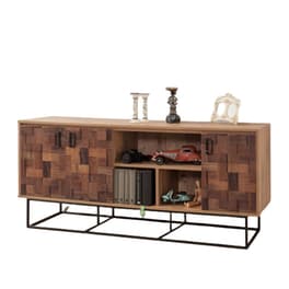 Μπουφές 24Mall Destra Atlantic Pine από Μοριοσανίδα/Μέταλλο 180x40x80 cm - Μαύρος/Καφέ