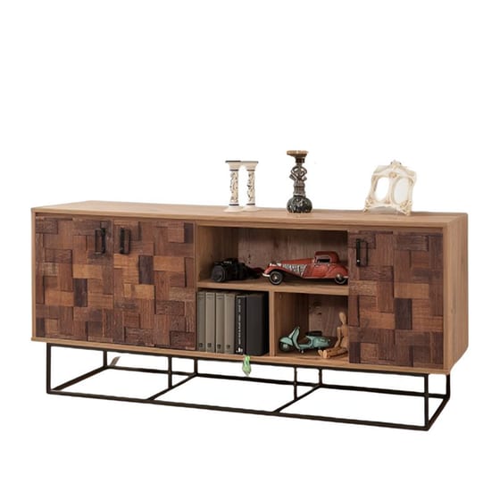 Μπουφές 24Mall Destra Atlantic Pine από Μοριοσανίδα/Μέταλλο 180x40x80 cm - Μαύρος/Καφέ image 0