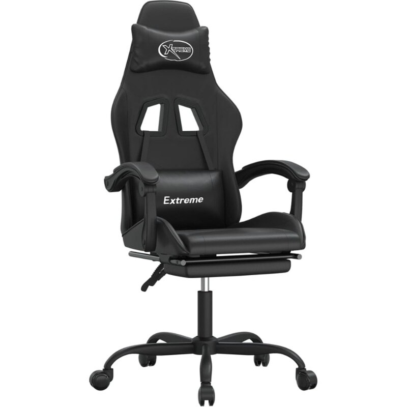 Καρέκλα Gaming VIDAXL 3143886 με Υποπόδιο από Τεχνητό Δέρμα - Μαύρο