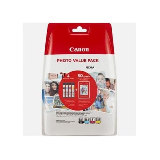 Canon CLI-581 Κυανό / Ματζέντα / Κίτρινο / Μαύρο Πακέτο 4 Μελανιών Εκτυπωτή 2106C005AA image 0