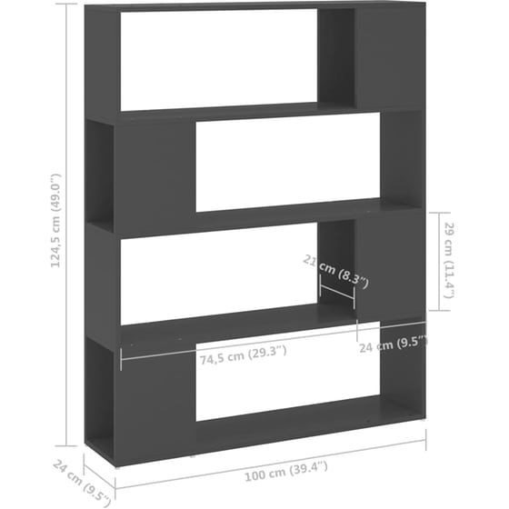 Βιβλιοθήκη VidaXL από Μοριοσανίδα 100x24x124 cm - Γκρι image 6