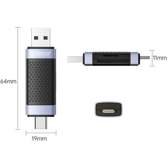 Orico Card Reader Cd2d-ac3 Για Sd Και Micro Sd, Usb-c Και Usb 3.0, Μαύρο image 3