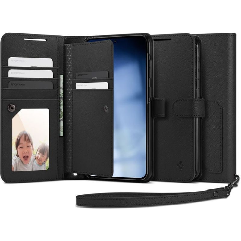 Θήκη Samsung Galaxy S23+ - Spigen Wallet S Plus με Αποσπώμενο Λουράκι Χειρός - Μαύρο