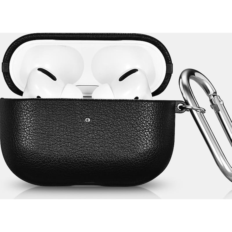 ICARER Icarer Microfiber Slim Pu Leather Θήκη Για Apple Airpods Pro - Black