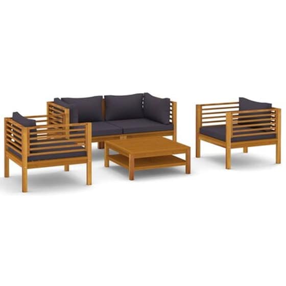 Vidaxl Σαλόνι Κήπου Σετ 5 Τεμαχίων Από Μασίφ Ξύλο Ακακίας Με Μαξιλάρια image 2