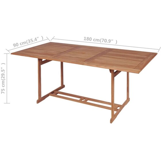 Τραπεζαρία Εξωτερικού Χώρου VidaXL από Ξύλο 180x90x75 cm - Καφέ image 6