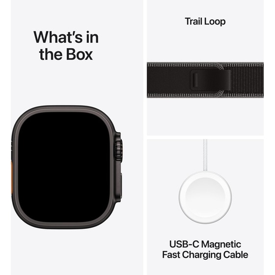 Apple Watch Ultra 3 GPS + Cellular 49mm Black Titanium Case with Black/Charcoal Trail Loop - S/M image 6