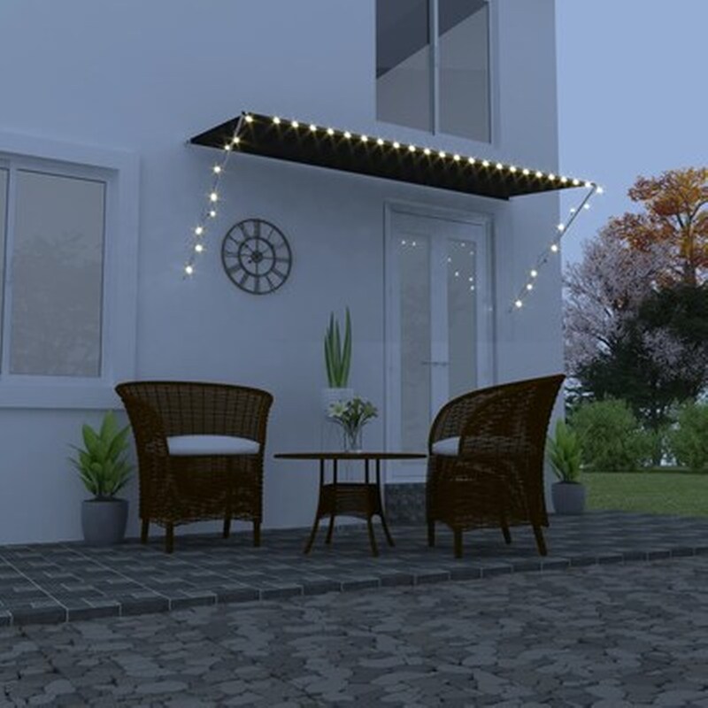 VIDAXL Τέντα Vidaxl Συρόμενη με LED 350x150cm - Ανθρακί