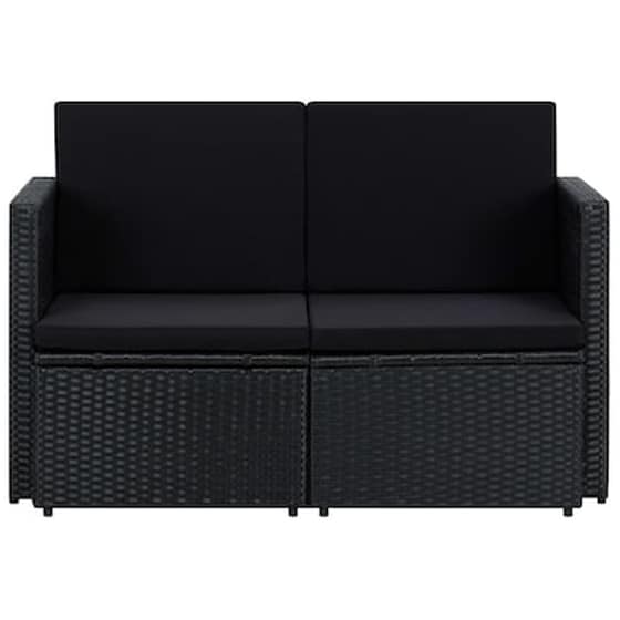 Καναπές Κήπου VidaXL Διθέσιος  Με Μαξιλάρια από Συνθετικό Ρατάν 118x65x74 cm - Μαύρο image 2