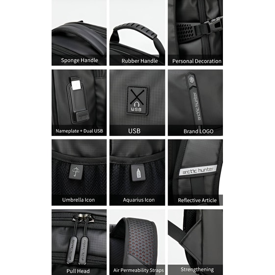 Τσάντα Laptop Arctic Hunter B00388 15.6" Αδιάβροχη - Μαύρο image 3