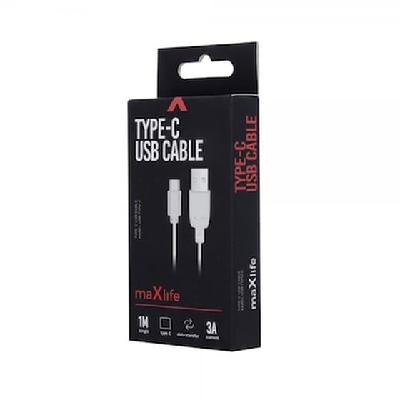 Καλώδιο δεδομένων Maxlife USB-C 3A 1m - White image 0
