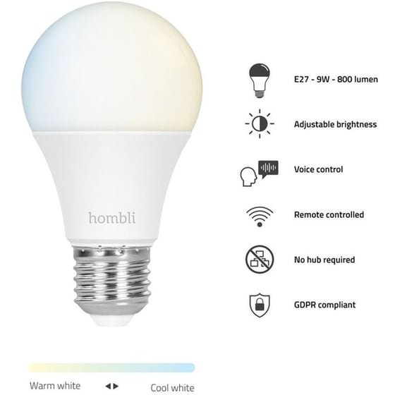 Έξυπνη Λάμπα Hombli Smart E27 9W WHT 2 Τμχ  - Ρυθμιζόμενο Λευκό image 5