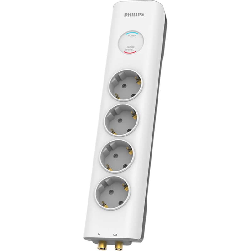 PHILIPS Πολύπριζο Ασφαλείας Philips SPN7041WA/GRS 4 Θέσεων 2m - Λευκό