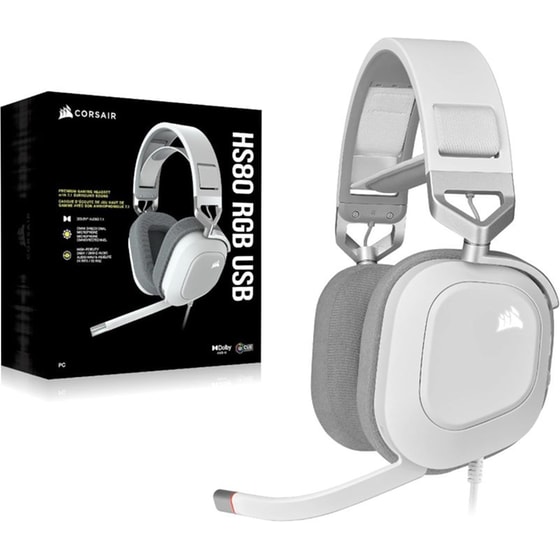 Corsair HS80 RGB USB Gaming Ενσύρματα Ακουστικά USB με RGB Φωτισμό Λευκά image 4