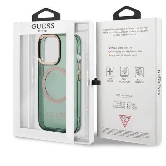 Θήκη Apple iPhone 15 - Guess Gold Outline Translucent Magsafe Hard Case - Χακί image 4