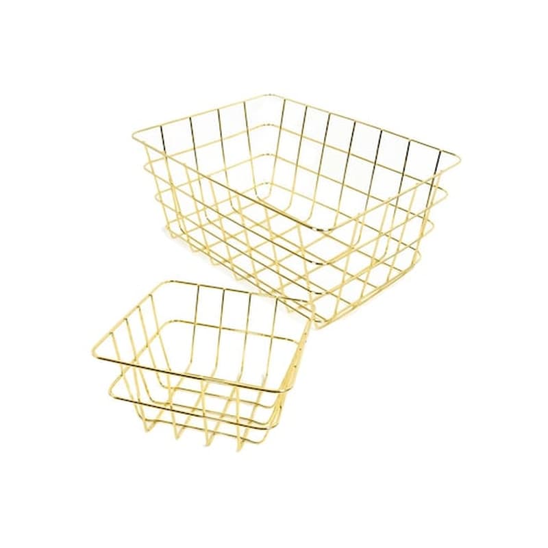 ARIA TRADE Σετ Μεταλλικά Καλάθια 2 Τεμαχίων Σε Χρυσό Χρώμα, Metal Baskets