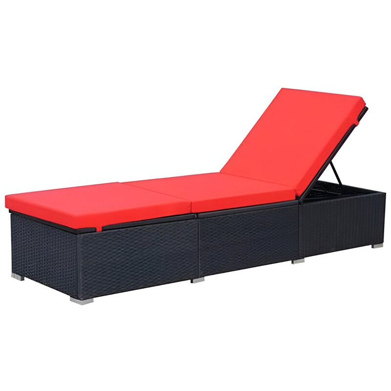 Ξαπλώστρα VidaXL με Μαξιλάρι από Συνθετικό Ρατάν 195x60x31 cm - Κόκκινο VIDAXL