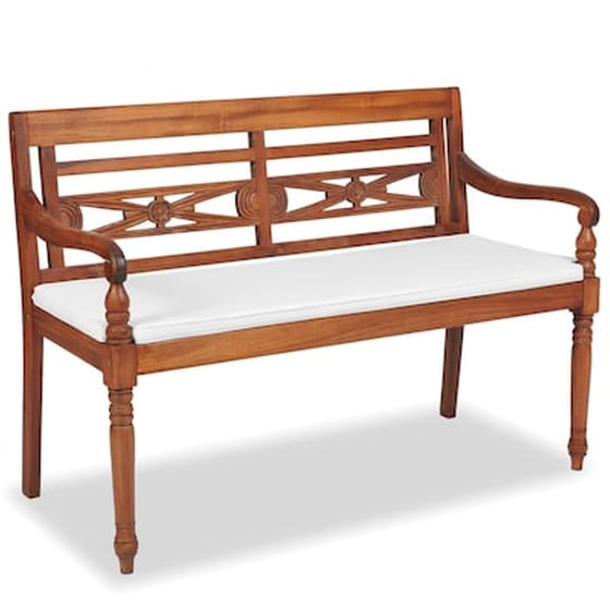 Παγκάκι Batavia VidaXL από Ξύλο Teak με Μαξιλάρια 120x51.5x84cm - Καφέ image 0