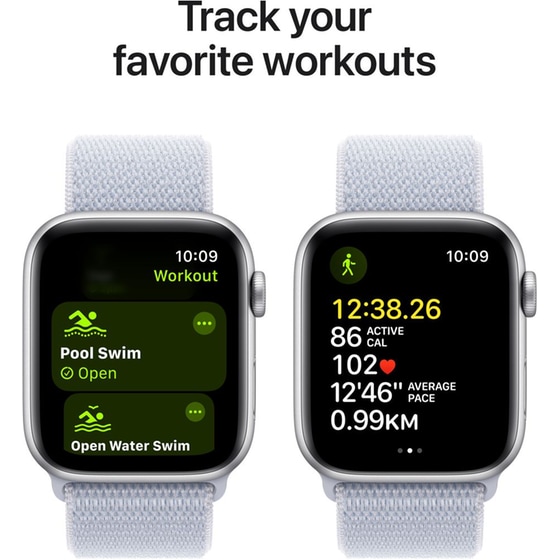 Apple Watch SE GPS + Cellular 44mm Silver Aluminum Case with Blue Cloud Sport Loop image 5
