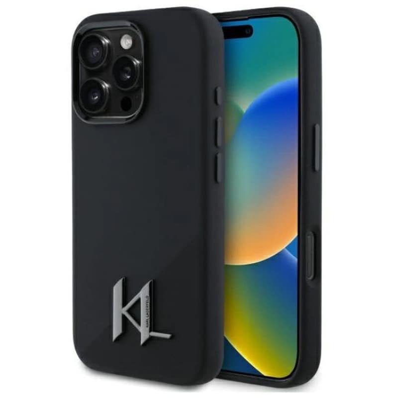 KARL LAGERFELD Θήκη Apple iPhone 16 Pro - Karl Lagerfeld Silicone Shadow Metal Initia - Black