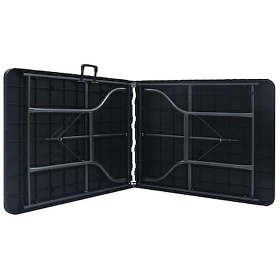 Vidaxl Τραπέζι Κήπου Πτυσσόμ. Μαύρο 180x75x72 Εκ. Hdpe Απομίμηση Ρατάν image 2