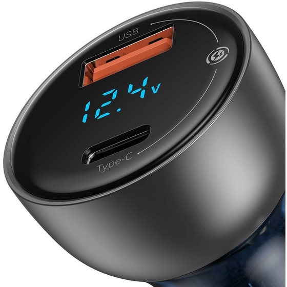 Φορτιστής Αυτοκινήτου Baseus 65W USB + Type-C - Ασημί image 4