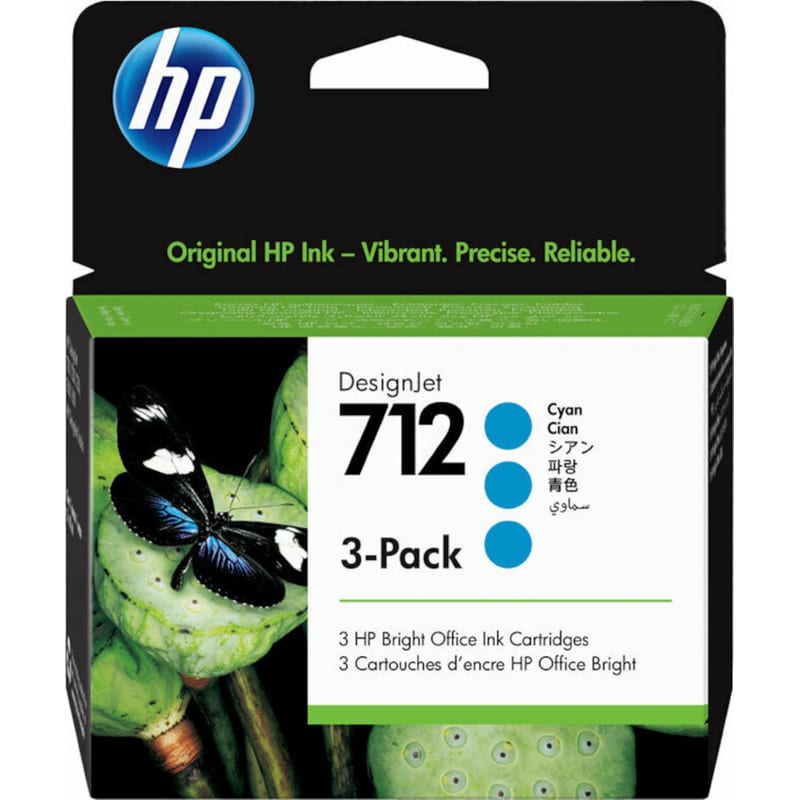 HP Μελάνι HP 712 Κυανό 3-Pack - 3ED77A