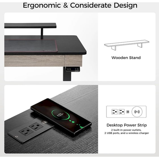 Γραφείο Εργασίας με Συρτάρια Eureka Ergonomic ERK-ED-I55-OG-EU 140x60x75-122cm image 5