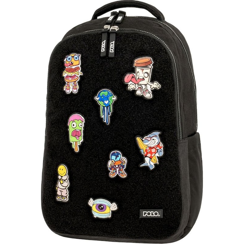 Σχολική Τσάντα Πλάτης Polo Patchies Black