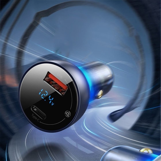 Φορτιστής Αυτοκινήτου Baseus 65W USB + Type-C - Ασημί image 6