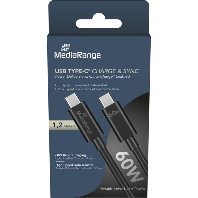 MediaRange Καλώδιο MRCS213 USB-C σε USB-C 1.20m Μαύρο